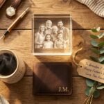 gifts for grandpa personalized flat lay with photo crystal leather wallet and coffee mug by Printifygifts
